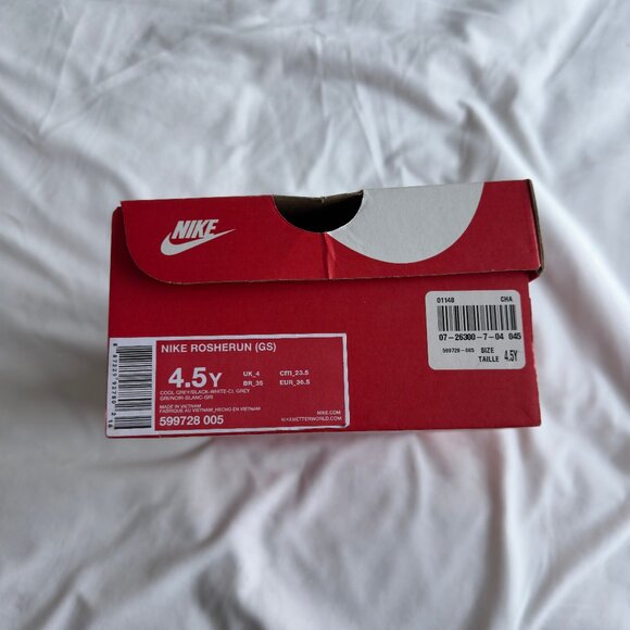 Nike Rosherun (GS) Cool Grey/Black/White Size 4.5Y - Picture 6 of 6